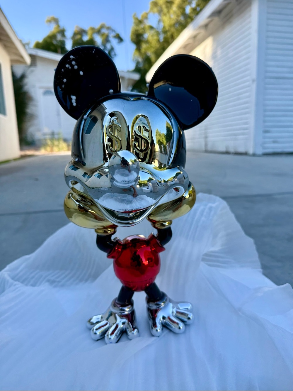 Mickey Upside Down Chrome Figure 13.4” - 34cm